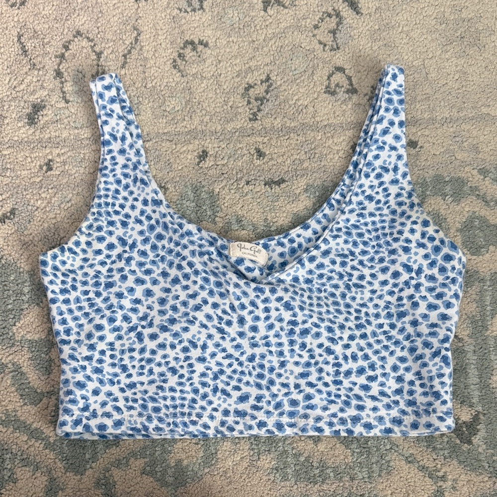 Blue and White Patterned Tank Top